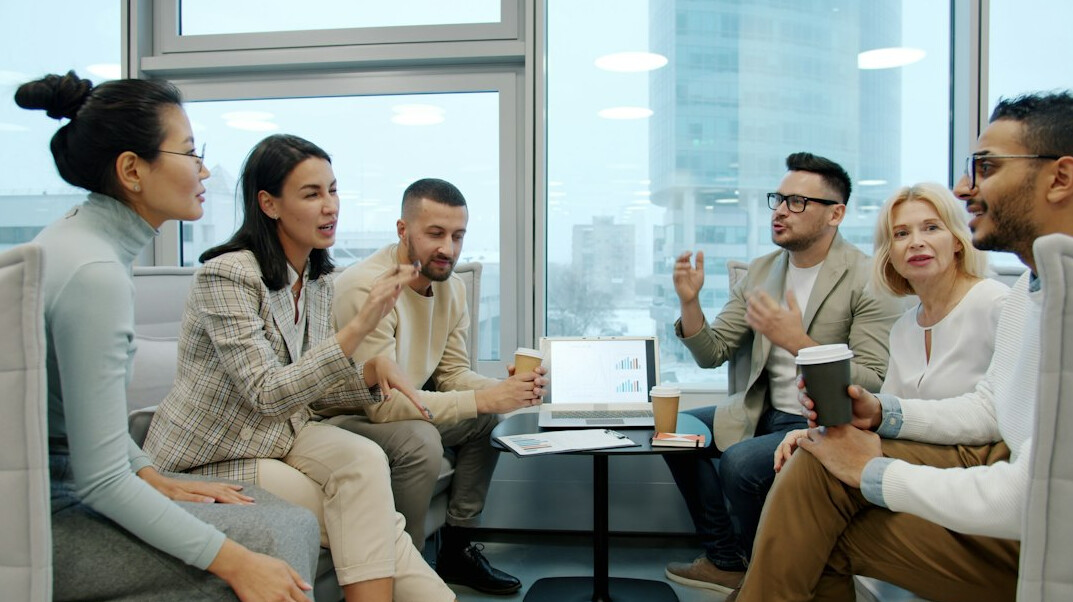 group of friends discussing