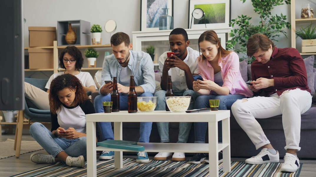 group of friends chatting online