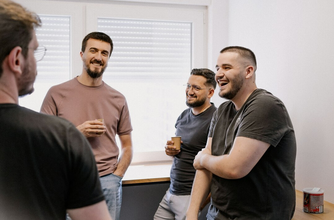 group of friends discussing